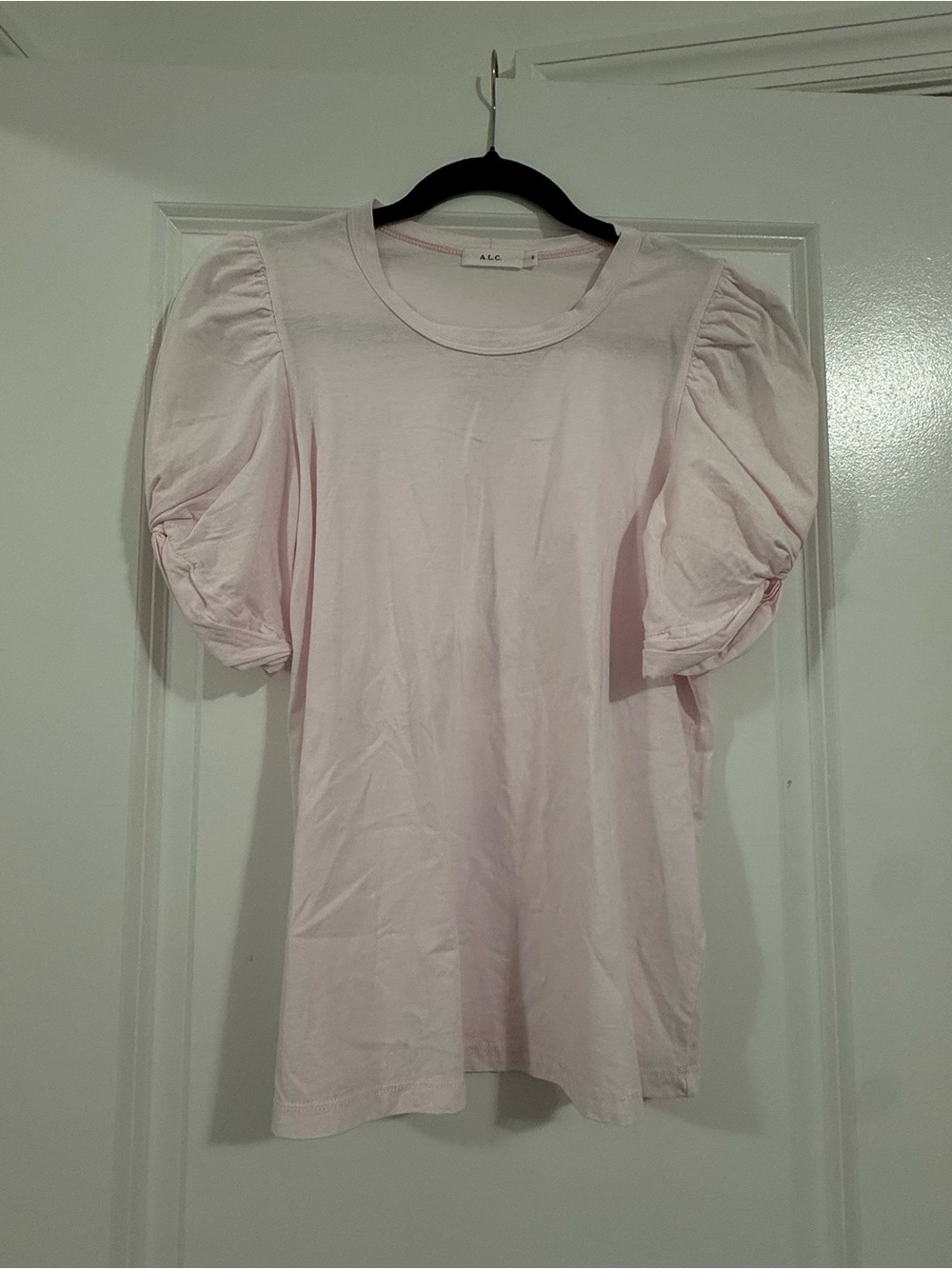 A.L.C. Puff Sleeve Crew Tee in Pale Pink